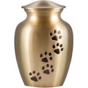 Best Friend Services Ottillie Paws Slate Vertical Print Dog & Cat Urn, Brass with Ebony Paws, X-Large