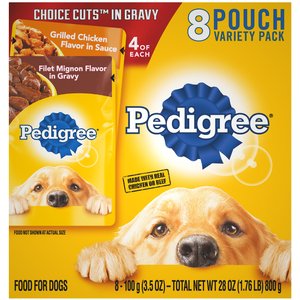 Pedigree Choice Cuts Variety Pack Grilled Chicken & Filet Mignon Flavor Adult Wet Dog Food, 3.5-oz, case of 8