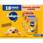 Pedigree Chopped Ground Dinner Variety Pack with Chicken, Filet Mignon & Beef Adult Wet Dog Food, 3.5-oz, case of 18