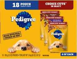 Pedigree Choice Cuts Variety Pack with Beef, Chicken & Filet Mignon Adult Wet Dog Food, 3.5-oz, case of 18