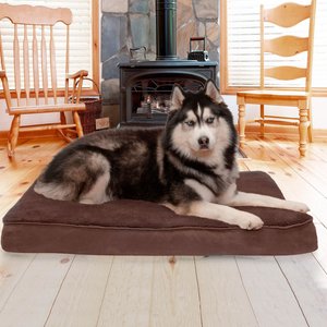 FurHaven Snuggle Deluxe Orthopedic Pillow Cat & Dog Bed with Removable Cover, Espresso, Jumbo