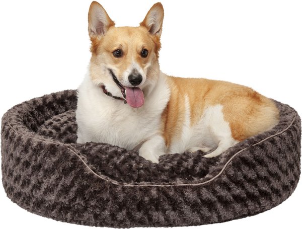 FurHaven Ultra Plush Oval Bolster Cat & Dog Bed w/Removable Cover, Chocolate, Extra Large slide 1 of 9