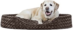 FurHaven Ultra Plush Oval Bolster Cat & Dog Bed with Removable Cover, Chocolate, Jumbo