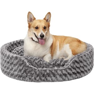 FurHaven Ultra Plush Oval Bolster Cat & Dog Bed w/Removable Cover, Gray, Extra Large