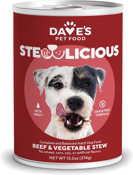 Dave's Pet Food Grain-Free Beef & Vegetable Cuts in Gravy Canned Dog Food, 13-oz, case of 12 slide 1 of 4