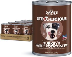 Dave's Pet Food Grain-Free Turkey & Sweet Potato Cuts in Gravy Canned Dog Food, 13-oz, case of 12