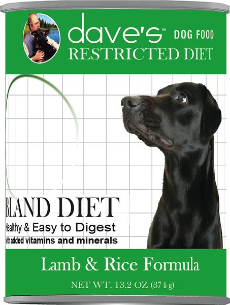 Dave's Pet Food Restricted Bland Diet Lamb & Rice Formula Canned Dog Food, 13-oz, case of 12 slide 1 of 4