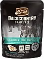 Merrick Backcountry Grain-Free Real Chicken & Trout Recipe Cuts Morsels in Gravy Cat Food Pouches, 3-oz...