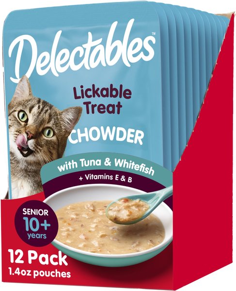 Hartz Delectables Chowder Senior 10+ Tuna & Whitefish Cat Treat, 1.4-oz, Case of 12 slide 1 of 10