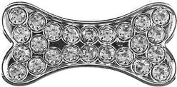 Parisian Pet 10mm Slider Rhinestone Bone Collar Charm, White
