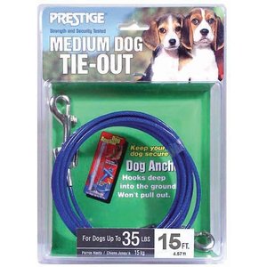 Boss Pet Prestige Dog Tie-Out, Medium, Blue, 15-ft