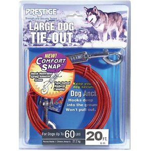 Boss Pet Prestige Dog Tie-Out with Spring, Large, Red, 20-ft