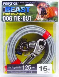 Boss Pet Prestige Dog Tie-Out with Spring, Beast, Silver, 15-ft