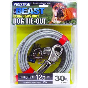 Boss Pet Prestige Dog Tie-Out with Spring, Beast, Silver, 30-ft