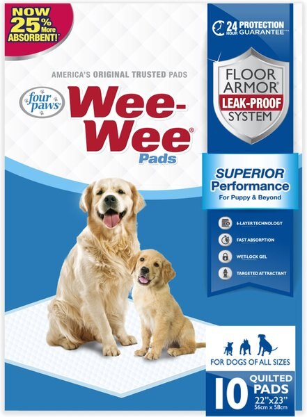Wee-Wee Absorbent Dog Pee Pads, 22 x 23-in, 10 count, Unscented slide 1 of 11