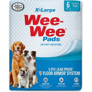 Four Paws Wee-Wee Superior Performance Dog Pee Pads, 28 x 34-in, 6 count, Unscented