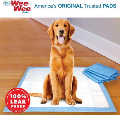 Show full view: Wee-Wee Pads Superior Performance with Runoff Edge Guard Dog Pee Pads, X-Large, 28 x 34-in, 6 count slide 5 of 10