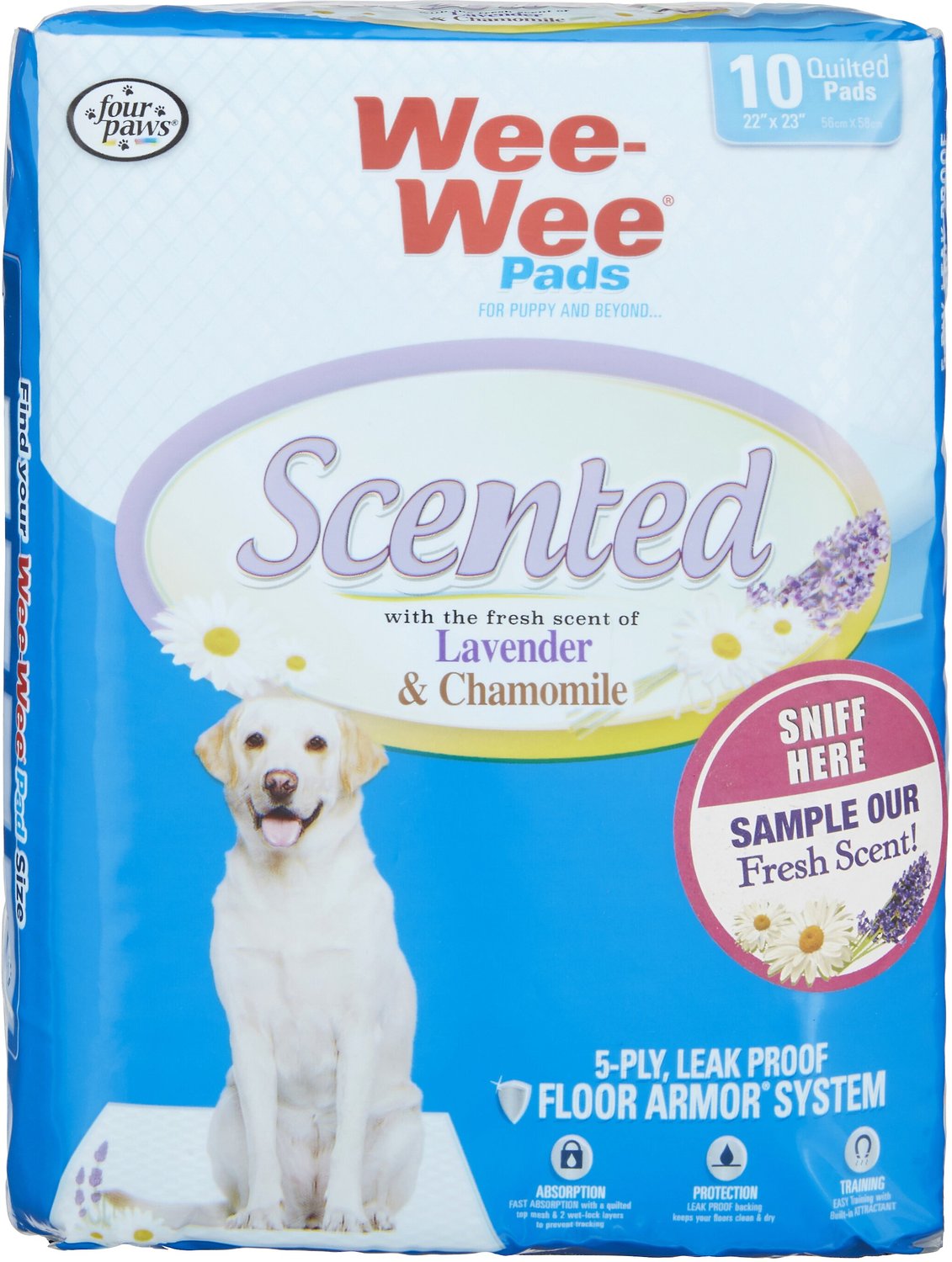 WEEWEE Scented Lavender & Chamomile Dog Training Pads, 22 x 23 in, 10