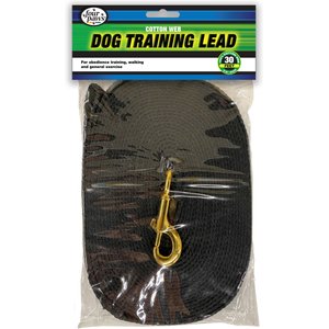 Four Paws Cotton Web Training Dog Lead, Black, 30-ft