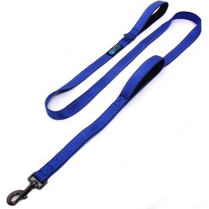 Max & Neo Dog Gear Nylon Reflective Double Dog Leash, Blue, 6-ft long, 1-in wide