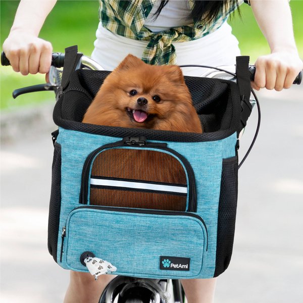 PetAmi Dog Bike Basket Soft Sided Ventilated Dog Bike Carrier Backpack Dog Pet Bicycle Basket for Bike Handlebar Small Medium Puppy Cat Kitten Car