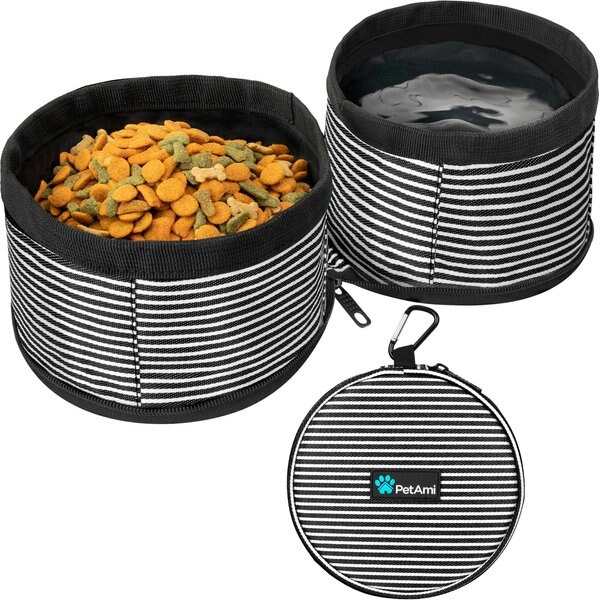 PetAmi Collapsible Polyester Dog & Cat Bowl, 2 count
