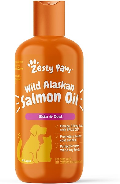 Zesty Paws Wild Alaskan Salmon Oil Liquid Skin & Coat Supplement for Dogs & Cats, 8-oz bottle slide 1 of 10