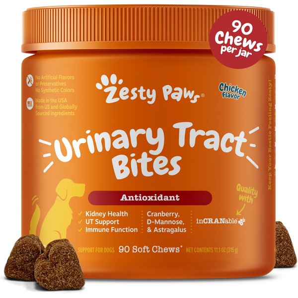 ZESTY PAWS Cranberry Bladder Bites Chicken Flavored Soft Chews Urinary ...