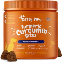 Zesty Paws Turmeric Curcumin Bites Duck Flavored Soft Chews Multivitamin for Dogs, 90 count