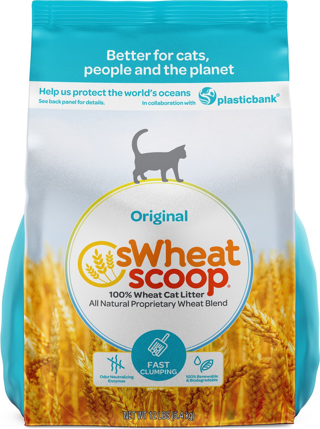 SWHEAT SCOOP FastClumping Unscented Natural Clumping Wheat Cat Litter