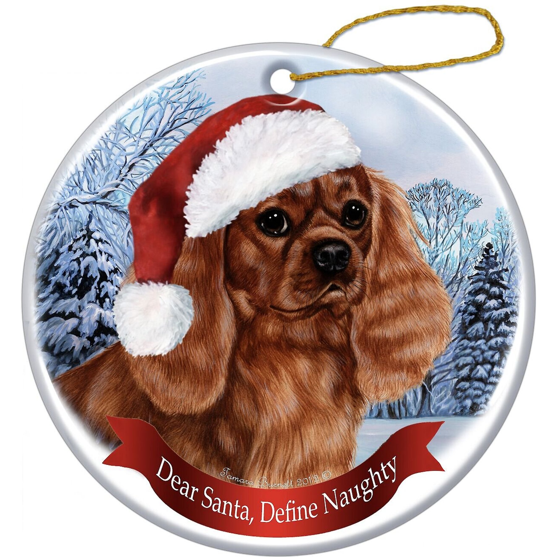 Pet Gifts USA Howliday Dog Breed Ornament, Cavalier King Charles, Ruby