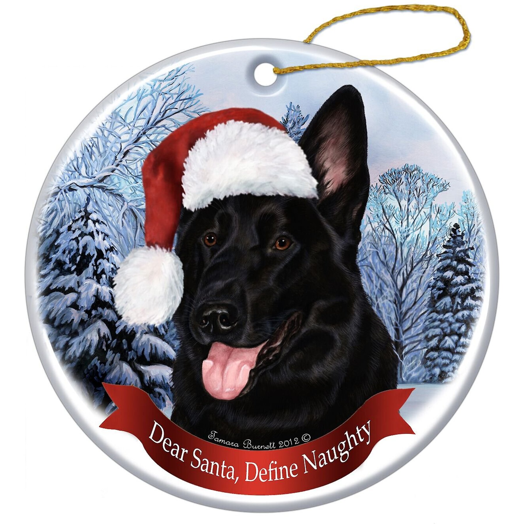 Pet Gifts USA Howliday Dog Breed Ornament, German Shepherd, Black