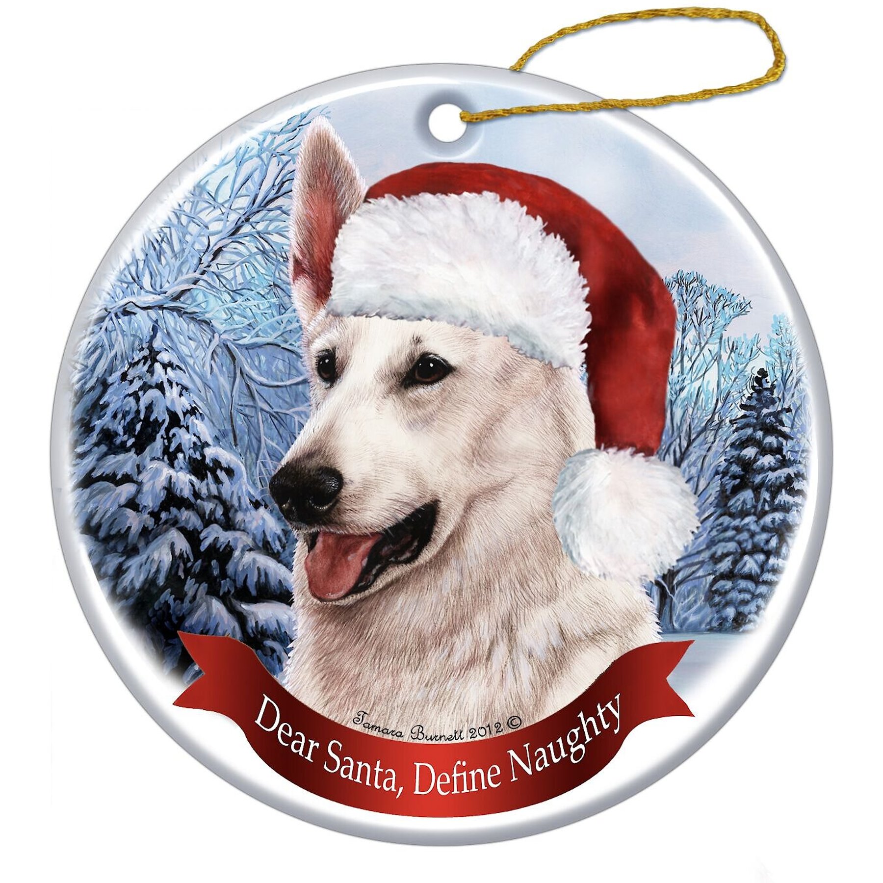 Pet Gifts USA Howliday Dog Breed Ornament, German Shepherd, White