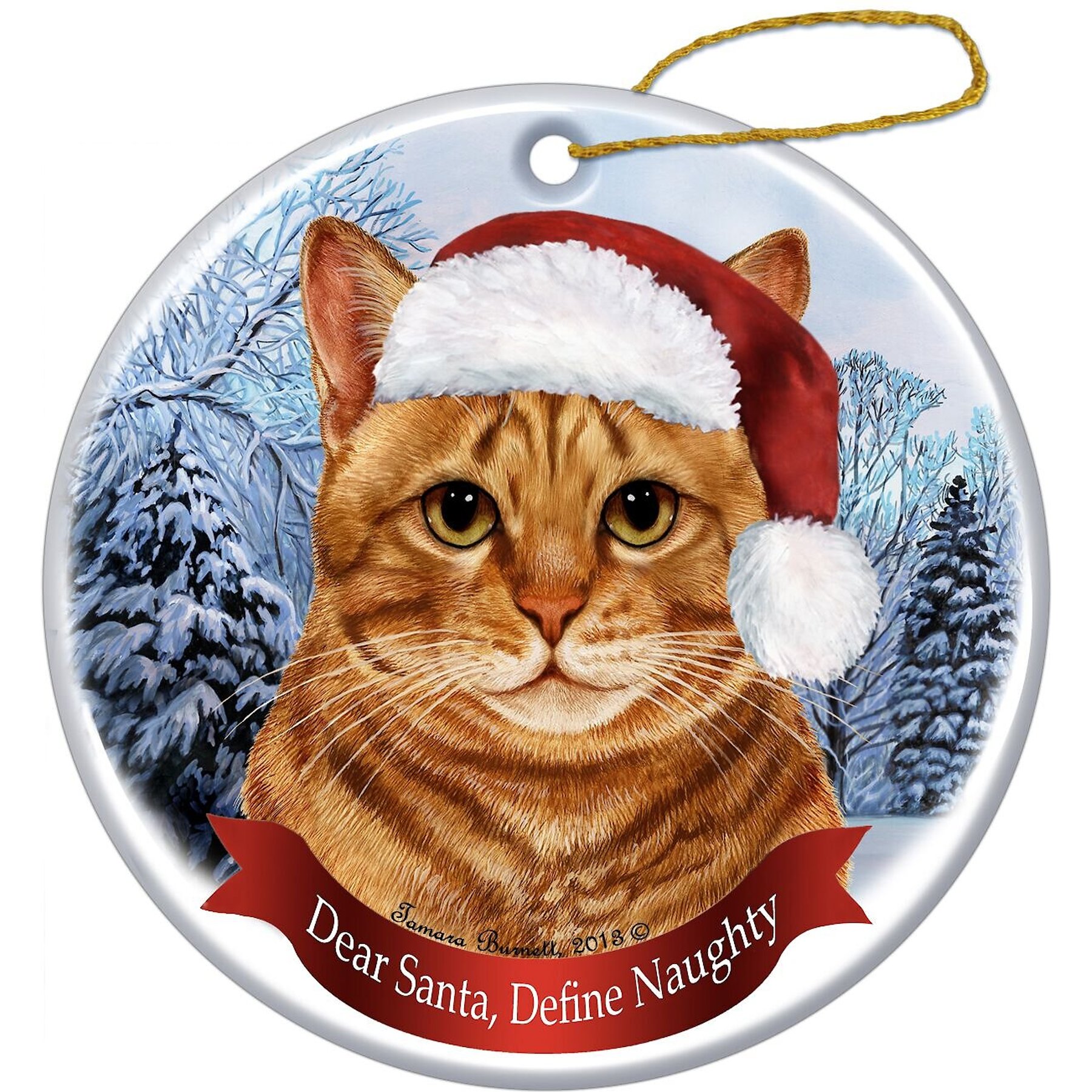 Pet Gifts USA Howliday Cat Breed Ornament, Orange Tabby