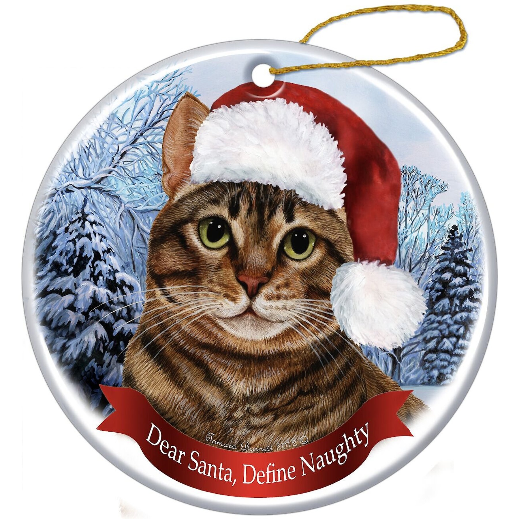 Pet Gifts USA Howliday Cat Breed Ornament, Brown Tabby