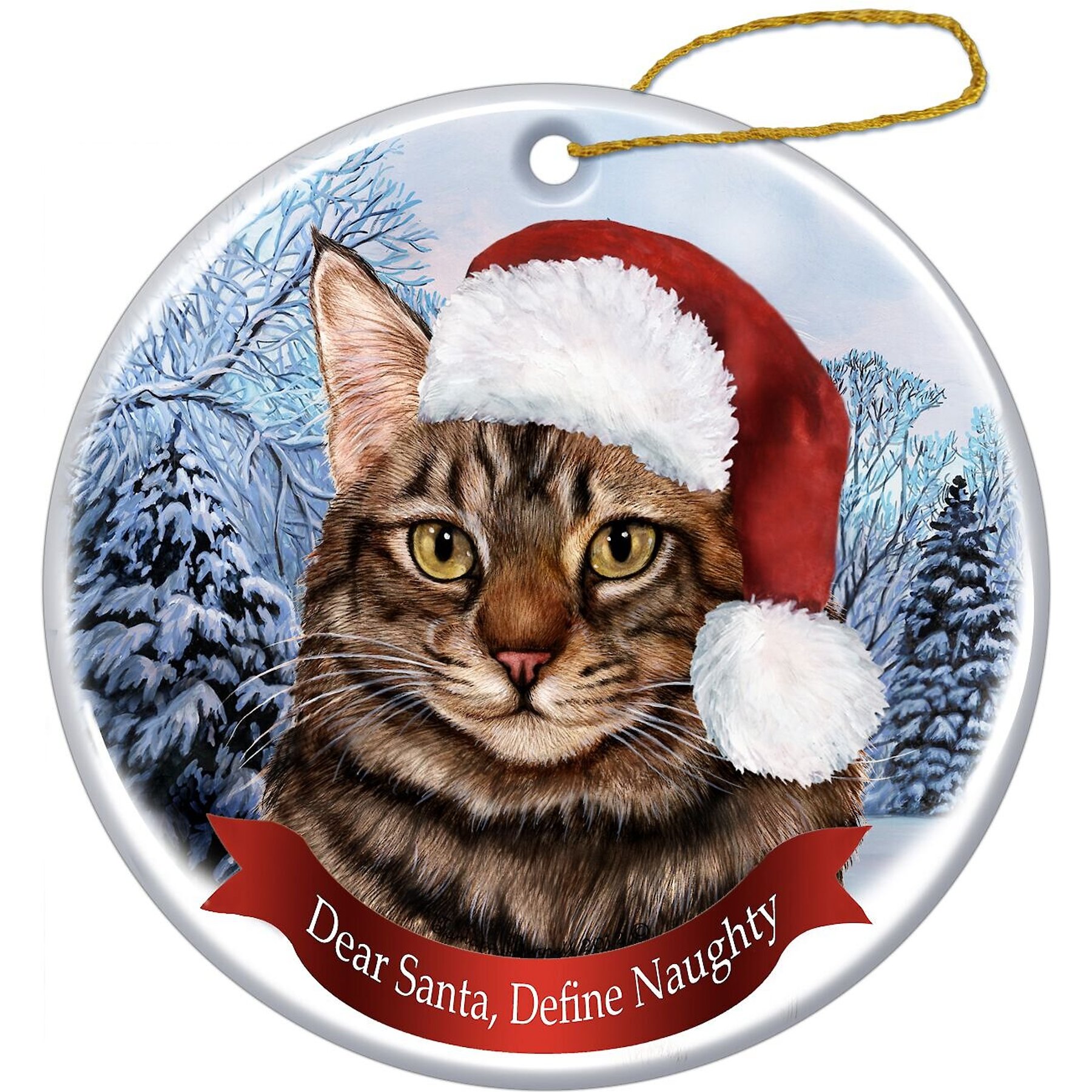 Pet Gifts USA Howliday Cat Breed Ornament, Maine Coon