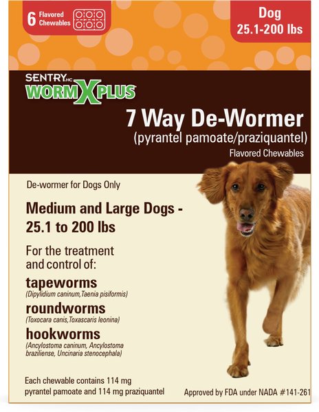 Sentry HC WormX Plus 7 Way Dewormer for Hookworms, Roundworm & Tapeworms for Medium & Large Breed Dogs, 6 count slide 1 of 2