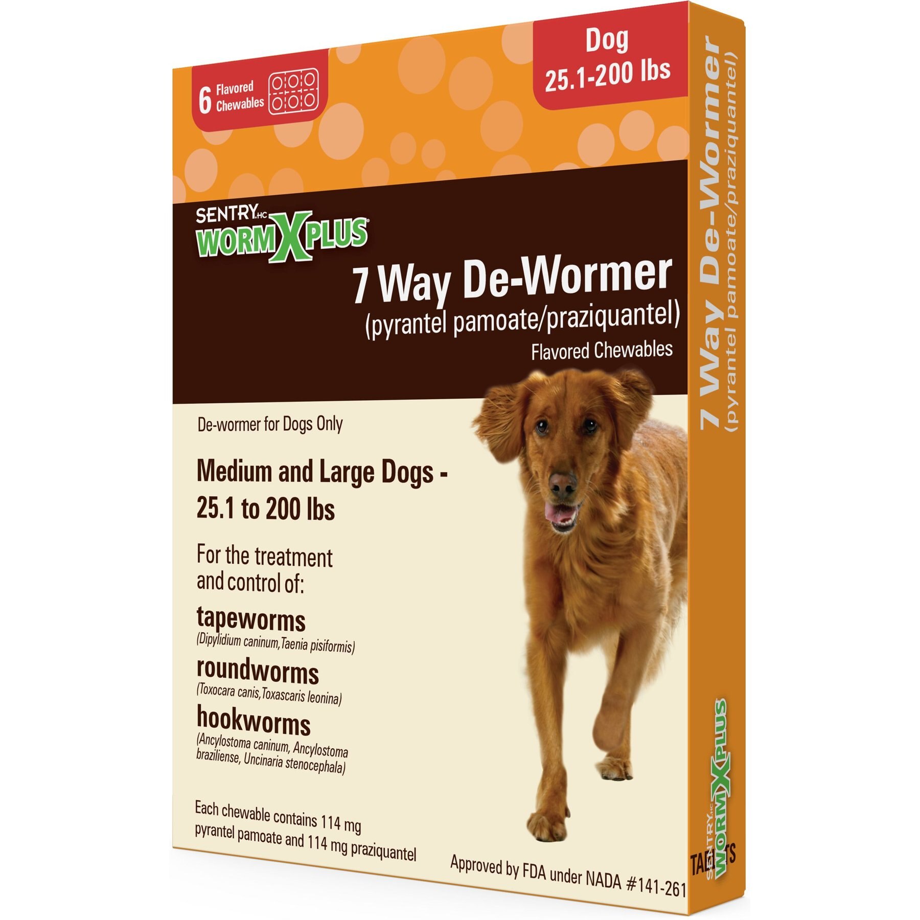 SENTRY HC WormX Plus 7 Way Dewormer for Hookworms, Roundworm & Tapeworms for Medium & Large
