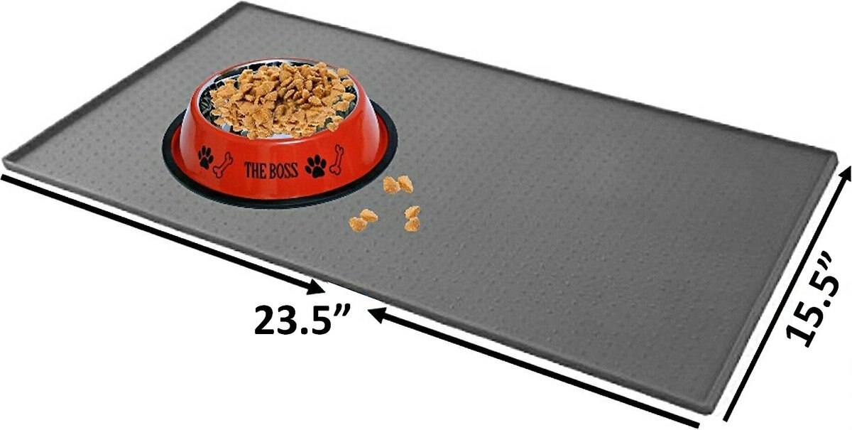 MR. PEANUT'S Pet Food Mat, Large, Gray