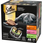 Sheba Perfect Portions Grain-Free Multipack Roasted Chicken, Gourmet Salmon & Tender Turkey Cuts in Gravy Cat Food Trays, 1.3-oz, case of 24 twin-packs