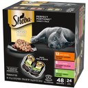 Sheba Perfect Portions Grain-Free Roasted Chicken, Gourmet Salmon & Tender Turkey Cuts in Gravy Variety Pack Adult Wet Cat Food Trays, 1.3-oz, case of 24 twin-packs