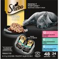 Sheba Perfect Portions Grain-Free Multipack Gourmet Salmon, Signature Tuna & Delicate Whitefish & Tuna Cuts in Gravy Cat Food Trays, 2.6-oz, case of 24 twin-packs