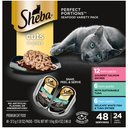 Sheba Perfect Portions Grain-Free Gourmet Salmon, Sustainable Tuna & Delicate Whitefish & Tuna Cuts in Gravy Variety Pack Adult Wet Cat Food Trays, 2.6-oz, case of 24 twin-packs