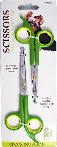 Pet Magasin Dog & Cat Grooming Scissors with Round Safety Tip, 2 pack