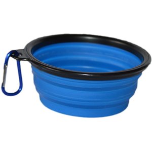 Cozy Courier Pet Products Collapsible Travel Silicone Dog & Cat Bowl, Blue, 1.5-cup