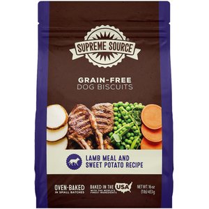 Supreme Source Grain-Free Lamb Meal & Sweet Potato Biscuits Dog Treats, 16-oz bag