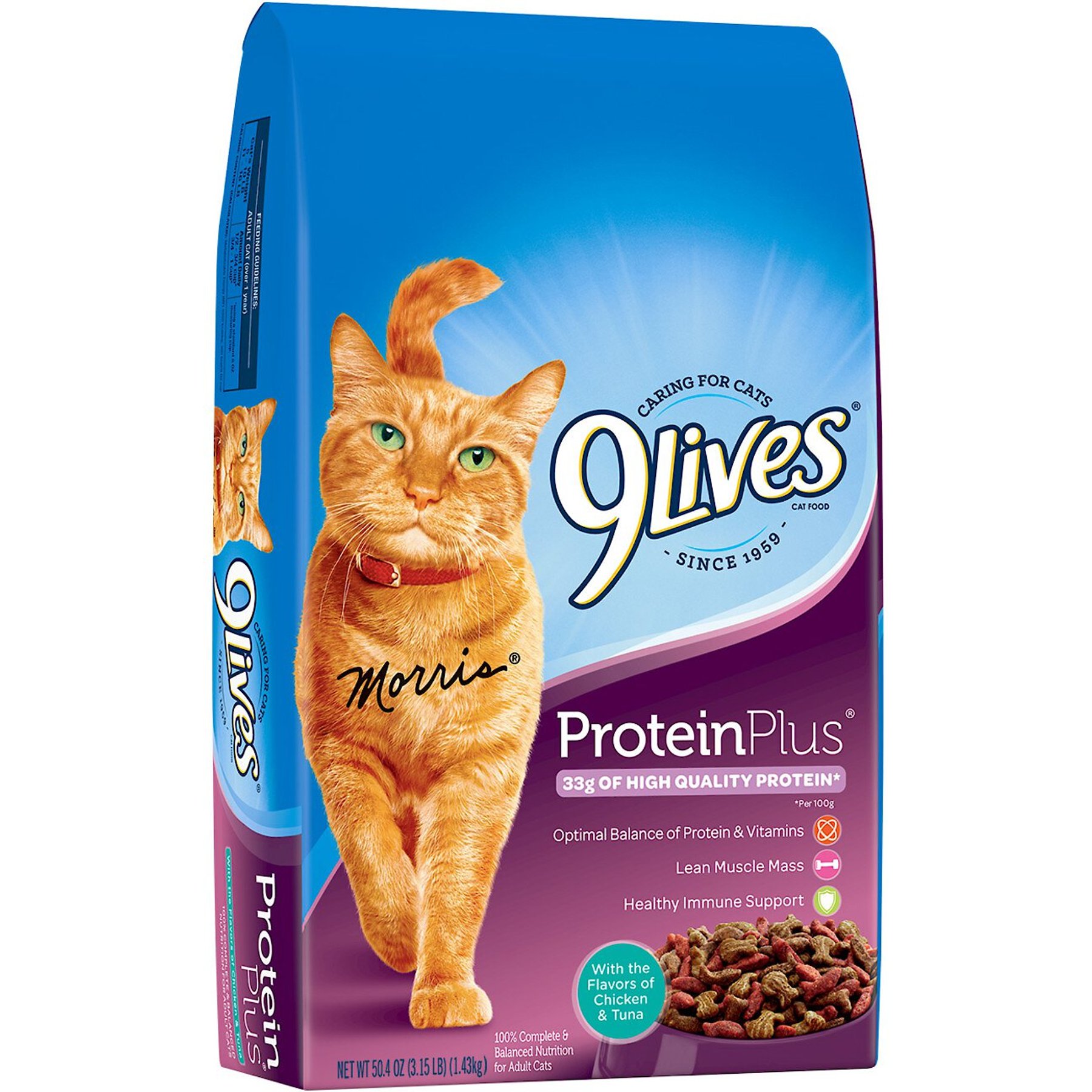 9 LIVES Protein Plus with Chicken & Tuna Flavors Dry Cat Food, 3.15-lb ...