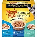 Meow Mix Simple Servings Seafood Variety Pack Cat Food Trays, 1.3-oz, case of 12