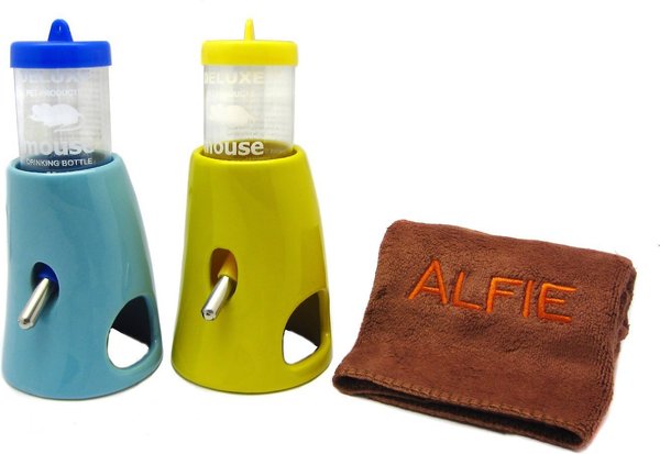 Alfie Pet Small Animal 2-in-1 Water Bottle with Ceramic Hut, 2-Pack slide 1 of 8