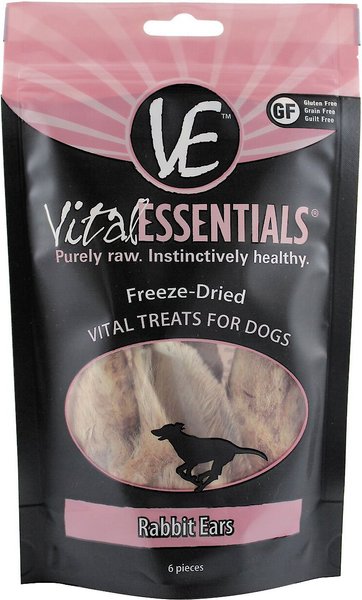 Discontinued VITAL ESSENTIALS Rabbit Ears Freeze Dried Dog Treats 6 count Chewy